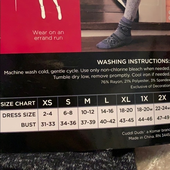 Cuddle Duds SoftKnit charcoal long sleeve crew - Picture 6 of 7